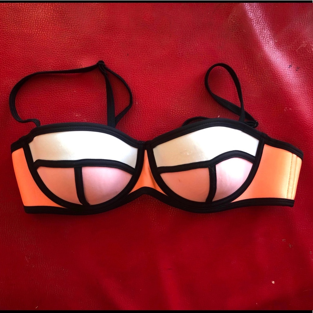 Triangl bikini top pink and yellow